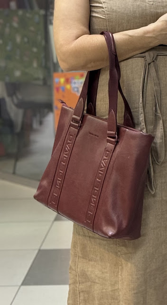 Сумка женская Davd Jones тоут бордовая на двух ручках CM7701 Windsorwine - Фото 3 Сумка женская Davd Jones тоут бордовая на двух ручках CM7701 Windsorwine - изображение 3