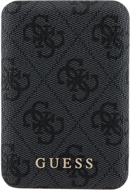 Powerbank Guess 4G Leather Metal Logo MagSafe 5000mAh 15W USB-C Black (3666339210571) - obraz 1