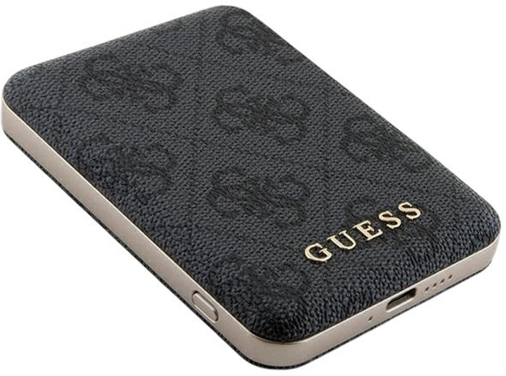 Powerbank Guess 4G Leather Metal Logo MagSafe 5000mAh 15W USB-C Black (3666339210571) - obraz 2