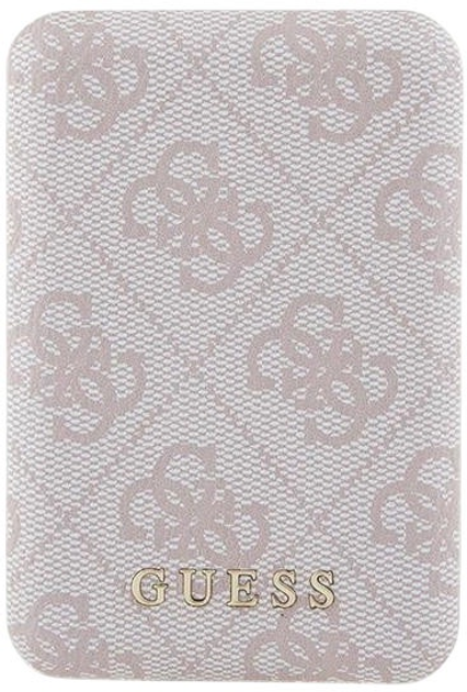 Powerbank Guess 4G Leather Metal Logo MagSafe 5000mAh 15W USB-C Pink (3666339210595) - obraz 1