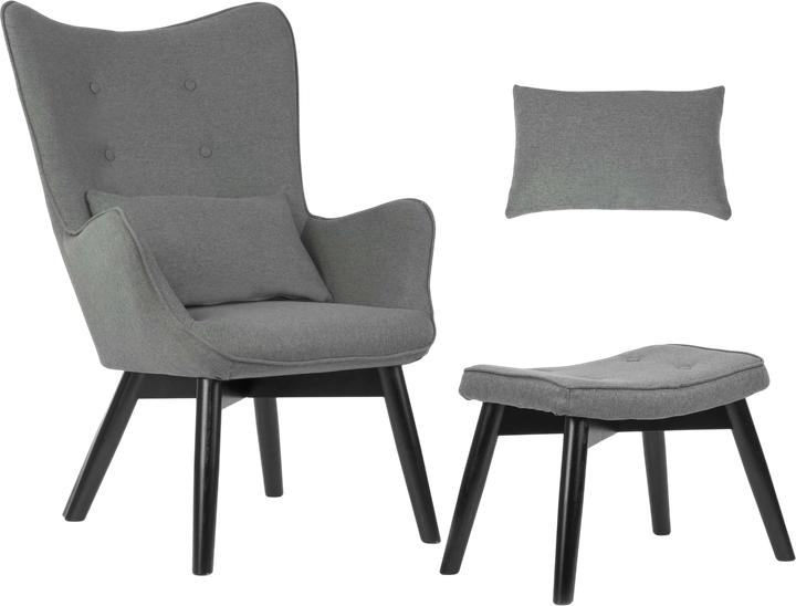 Fotel uszak Sofotel Norse z podnóżkiem Szary (5902854518944) - obraz 1