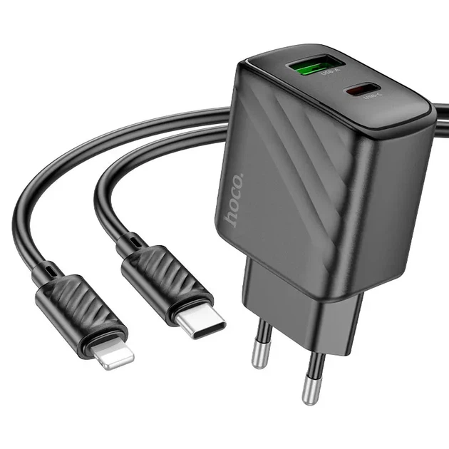 Зарядне HOCO CS23A PD30W Type-C 1USB PD30W з кабелем Type-C to Lightning чорне - Фото 7 Зарядне HOCO CS23A PD30W Type-C 1USB PD30W з кабелем Type-C to Lightning чорне - изображение 7