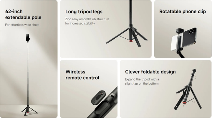 Селфі-трипод Xiaomi Zoom Floor 62" (BHR083ZGL) - зображення 5