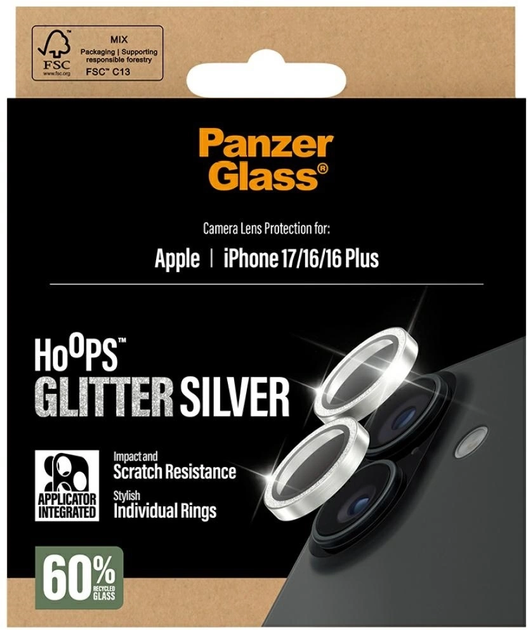 Захисне скло Panzer Glass Hoops Glitter для Apple iPhone 16 / 16 Plus / 17 Silver (5715685027314) - зображення 5