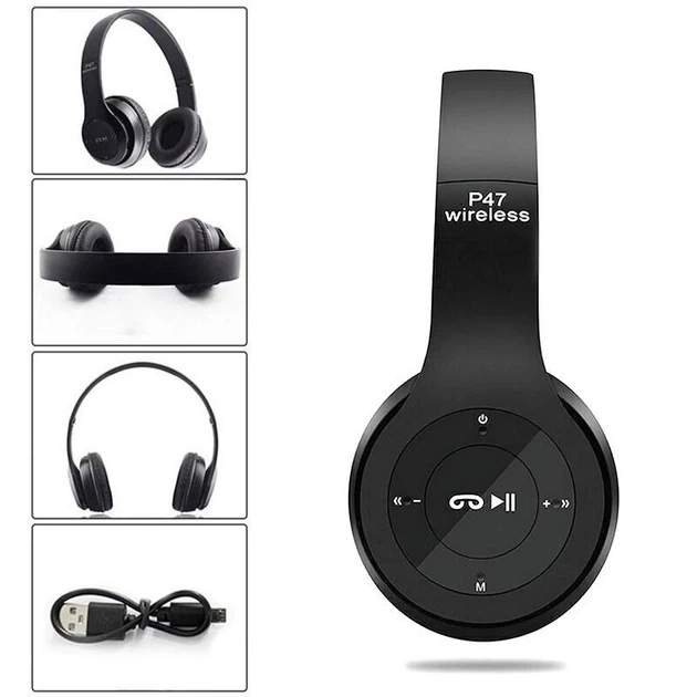 Наушники беспроводные P47 споддержкой карты памяти + встроенным FM-радио Black (16092) - изображение 4