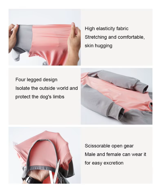 Пижама/попона для собак MOFESIPI Recovery Suit Pink&Grey S - изображение 4