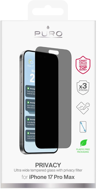 Szkło hartowane Puro Privacy do Apple iPhone 17 Pro Max (8018417525841) - obraz 2