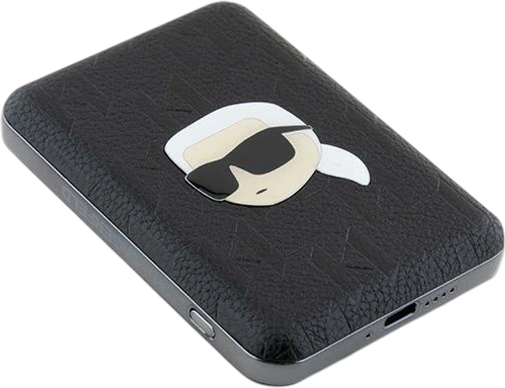 Powerbank Karl Lagerfeld Karl Head Pin MagSafe 5000 mAh 15W Black (KLPB5FPGKSKIHK) - obraz 4