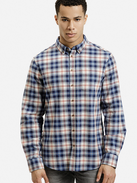 Сорочка бавовняна чоловіча Cross Jeans 35615-014 2XL Синя (8697319809480) - зображення 1