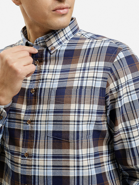 Koszula męska bawełniana w kratę Cross Jeans 35616-025 M Brązowa (8697319809503) - obraz 4