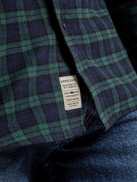 Сорочка бавовняна чоловіча Cross Jeans 35617-001 XL Темно-синя (8697319809572) - зображення 4