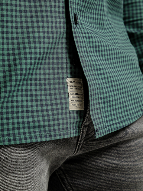 Koszula męska bawełniana w kratę Cross Jeans 35619-027 M Zielona (8697319809633) - obraz 4