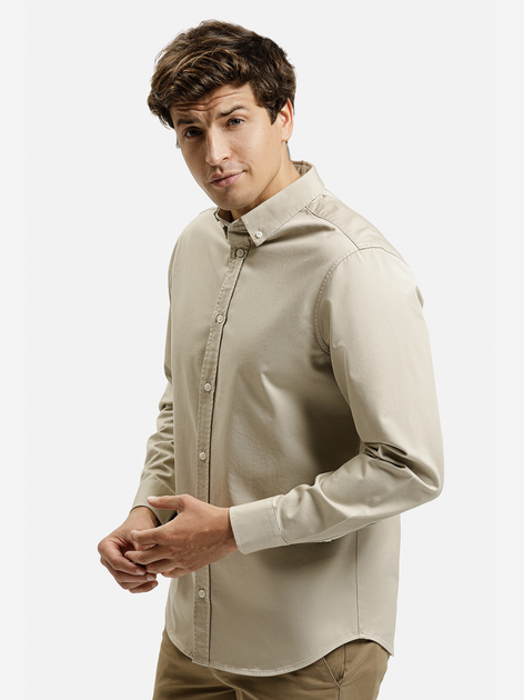 Сорочка бавовняна чоловіча Cross Jeans 35620-017 M Бежева (8697319810110) - зображення 1