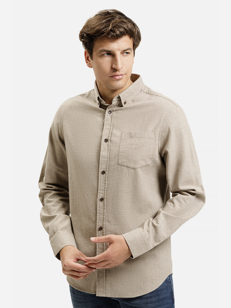 Сорочка бавовняна чоловіча Cross Jeans 35621-053 XL Бежева (8697319810189) - зображення 1
