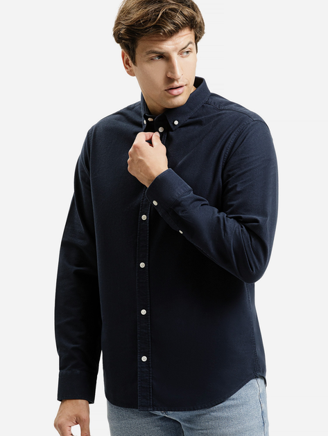 Сорочка бавовняна чоловіча Cross Jeans 35623-001 L Темно-синя (8697319810318) - зображення 1