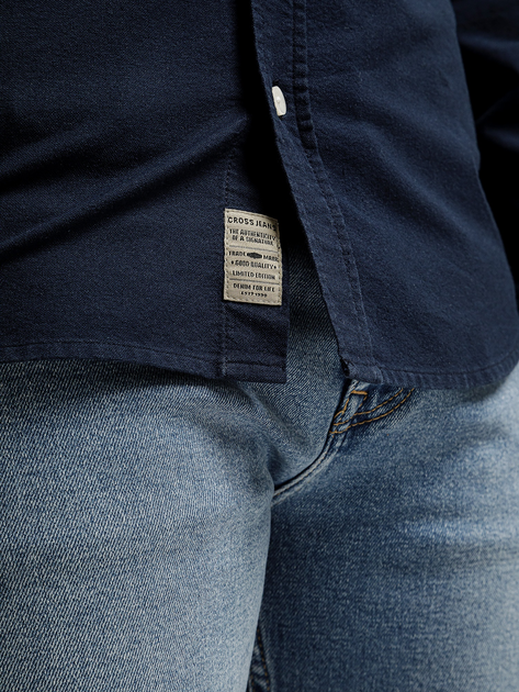 Koszula męska bawełniana Cross Jeans 35623-001 M Granatowa (8697319810301) - obraz 4