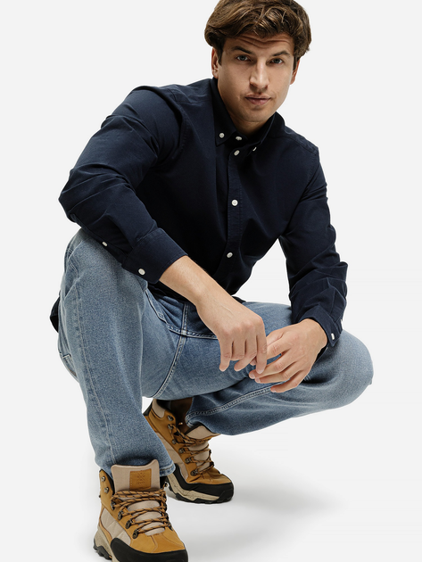 Сорочка бавовняна чоловіча Cross Jeans 35623-001 2XL Темно-синя (8697319810332) - зображення 3