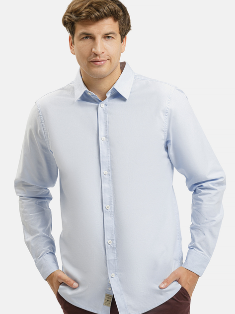 Сорочка бавовняна чоловіча Cross Jeans 35624-283 XL Блакитна (8697319810370) - зображення 1