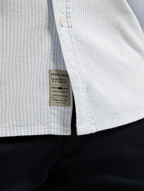 Сорочка бавовняна чоловіча Cross Jeans 35625-071 M Блакитна (8697319810400) - зображення 5