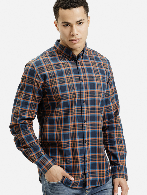 Сорочка бавовняна чоловіча Cross Jeans 35626-001 2XL Темно-синя (8697319810660) - зображення 1