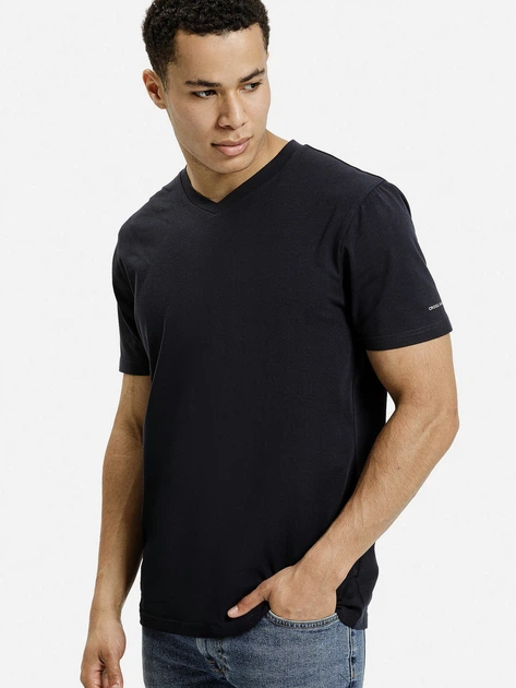 T-shirt męski w serek bawełniany Cross Jeans 16128-310 S Granatowy (8697319806410) - obraz 1