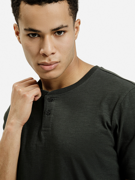 Футболка бавовняна довга чоловіча Cross Jeans 16129-387 3XL Темно-зелена (8697319806526) - зображення 4