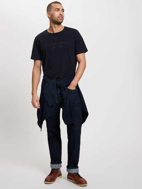 Футболка бавовняна довга чоловіча Cross Jeans 16119-310 XL Темно-синя (8697319806090) - зображення 3