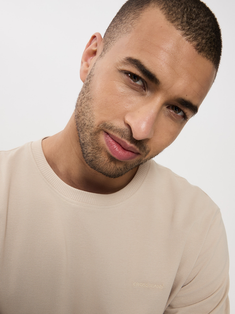 Футболка бавовняна довга чоловіча Cross Jeans 16122-053 L Бежева (8697319806267) - зображення 5
