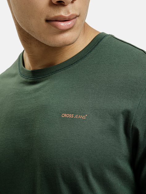 Футболка бавовняна довга чоловіча Cross Jeans 16134-027 XL Зелена (8697319806557) - зображення 4