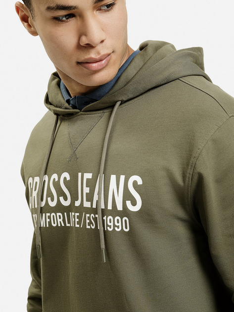 Bluza z kapturem męska Cross Jeans 25444-039 S Oliwkowa (8697319807639) - obraz 4
