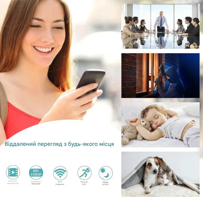 Беспроводная Wi-Fi камера в форме дымового сигнализатора с дистанционным просмотром движения для охраны дома HD 1080P Белый - изображение 5