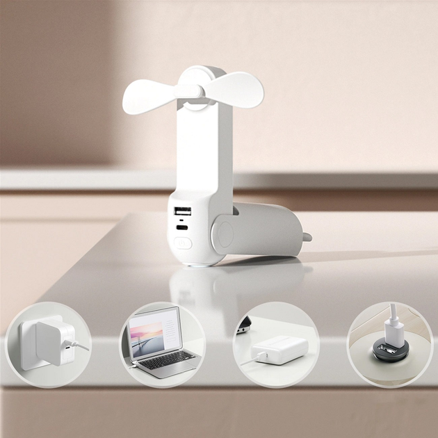 Вентилятор ручний (портативний) Jisulife Handheld Fan Life8 White (Life8_white) - зображення 4