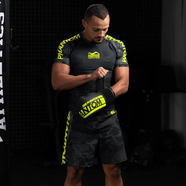 Рукавички боксерські з бинтами Phantom APEX Elastic Neon 14 унцій, чорно-жовті - изображение 4