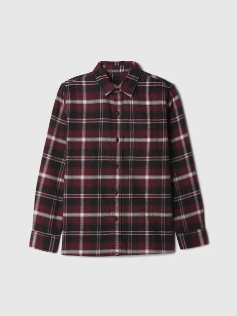 Детская фланелевая рубашка GAP в клетку 1159835007 (Бордовый XL) на рост 150 см - изображение 4