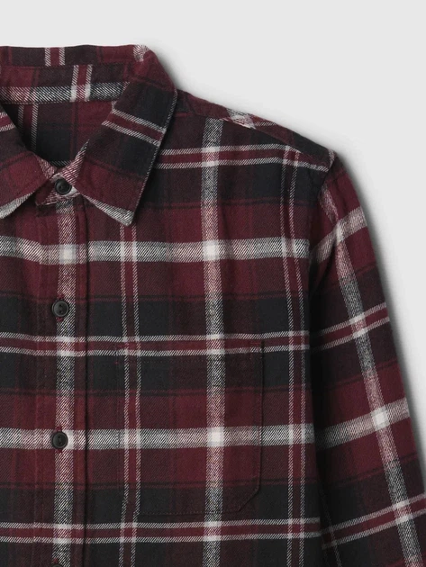 Детская фланелевая рубашка GAP в клетку 1159835007 (Бордовый XL) на рост 150 см - изображение 5