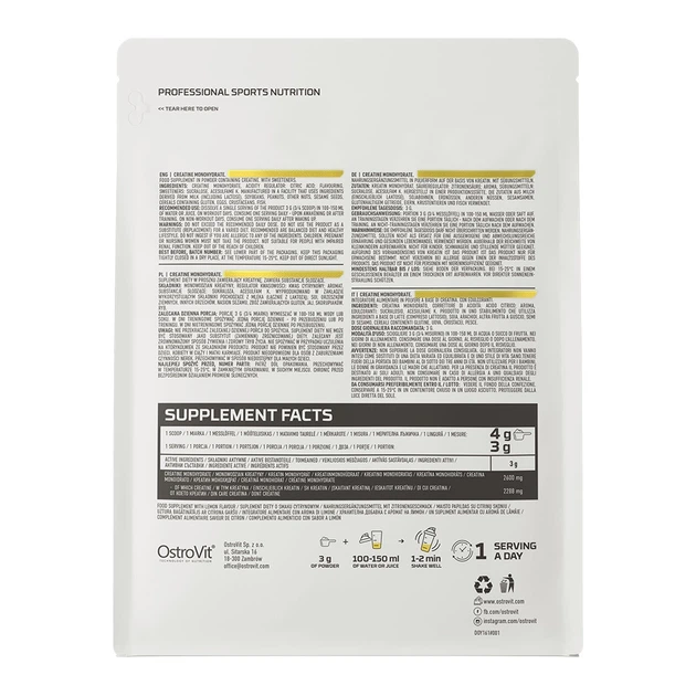 OstroVit Creatine Monohydrate 300 g Лимон - изображение 2