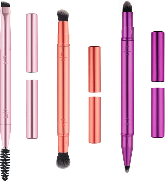 Zestaw pędzli do makijażu Real Techniques Double Time + zalotka do rzęs 4 szt (0079625446364) - obraz 2