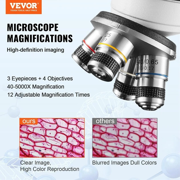 Цифровой микроскоп VEVOR XSP-36TV / 40X-5000X / White Б/В - Фото 6 Цифровой микроскоп VEVOR XSP-36TV / 40X-5000X / White Б/В - изображение 6