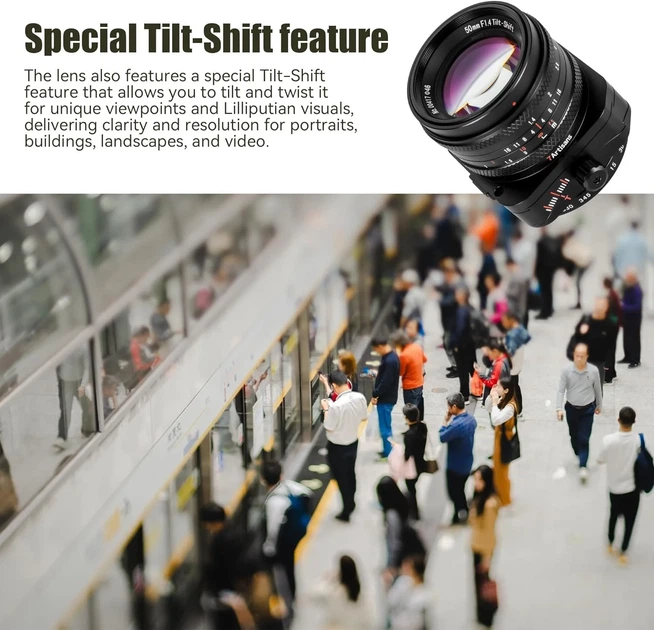 Объектив 7artisans / 50 мм / f/1.4 Tilt-Shift / Sony E / Черный (7A LTS501.4SEb) - Фото 2 Объектив 7artisans / 50 мм / f/1.4 Tilt-Shift / Sony E / Черный (7A LTS501.4SEb) - изображение 2