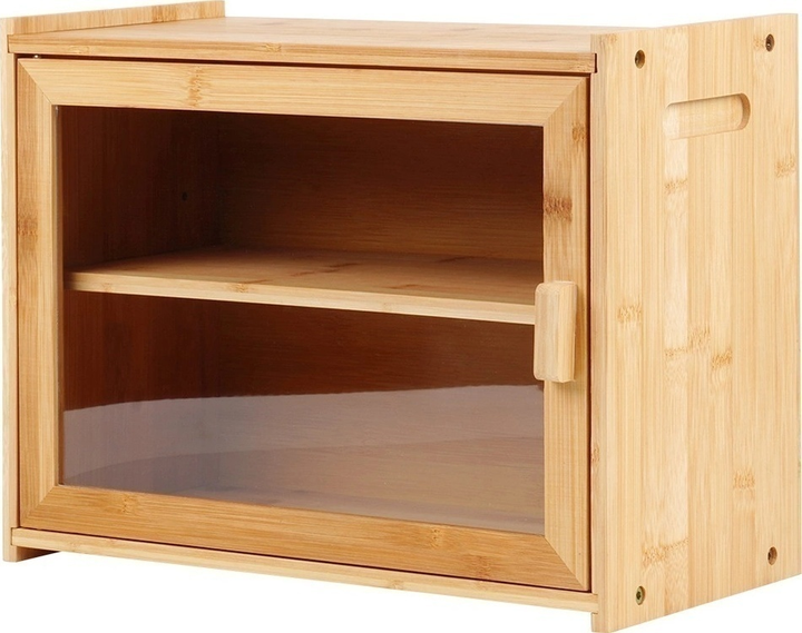 Chlebak Vilde bambusowy dwupoziomowy ze szczypcami Beżowy (5904316492465) - obraz 1