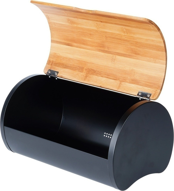 Chlebak Vilde stalowy drewniany Czarny (5904316472924) - obraz 2