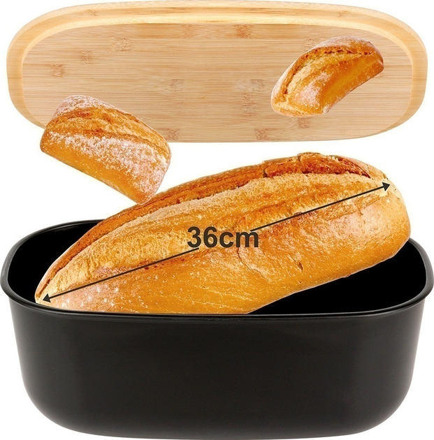 Хлібниця Vilde з бамбуковою дошкою Чорна (5904316445584) - зображення 3