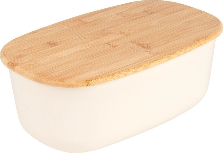 Chlebak Vilde z deską bambusową Kremowy (5904316445607) - obraz 1