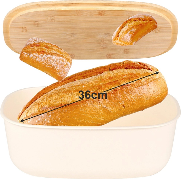 Chlebak Vilde z deską bambusową Kremowy (5904316445607) - obraz 3