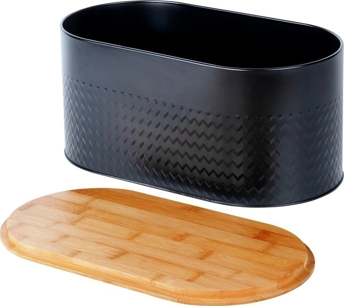 Хлібниця Vilde сталева з дерев'яною дошкою Чорна (5904316472917) - зображення 3