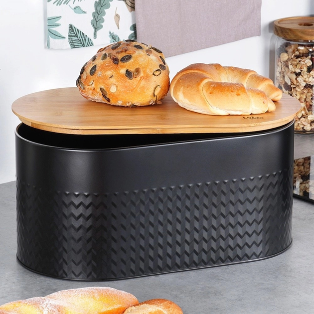 Хлібниця Vilde сталева з дерев'яною дошкою Чорна (5904316472917) - зображення 8