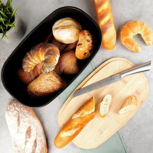 Хлібниця Vilde з бамбуковою дошкою Чорна (5904316445584) - зображення 8