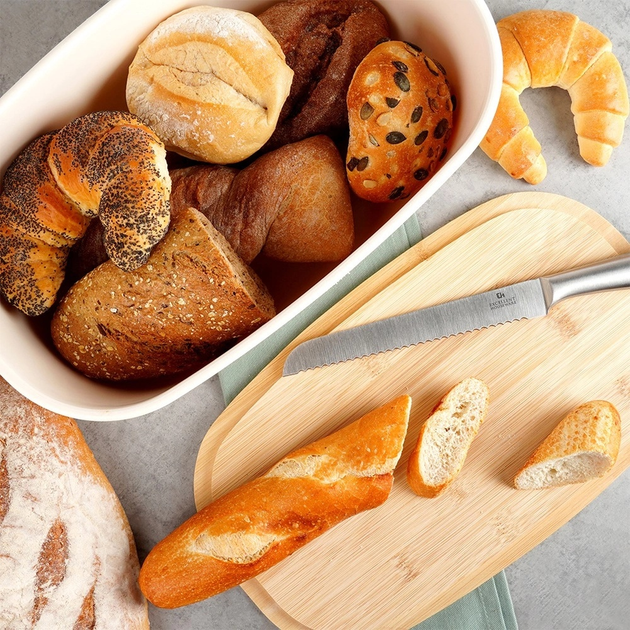 Chlebak Vilde z deską bambusową Kremowy (5904316445607) - obraz 5