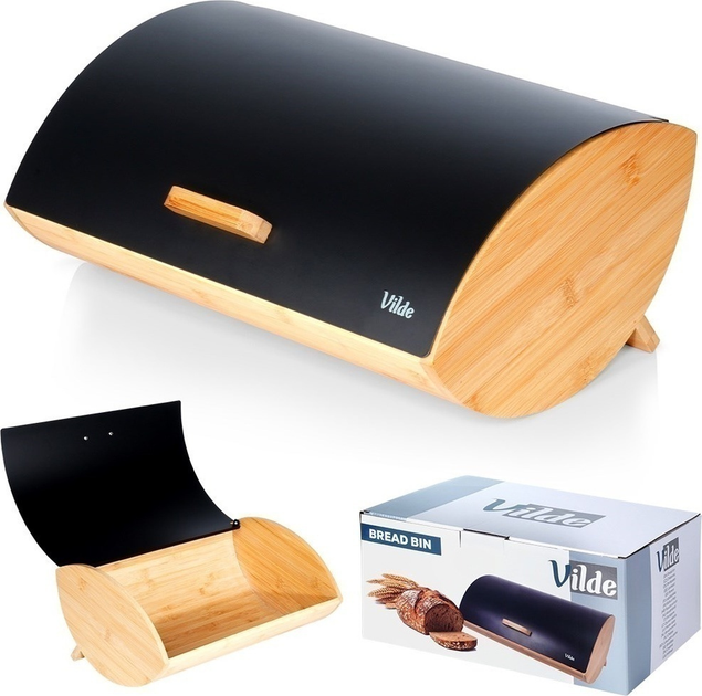 Хлібниця Vilde дерев'яна металева Чорна (5904316472849) - зображення 4