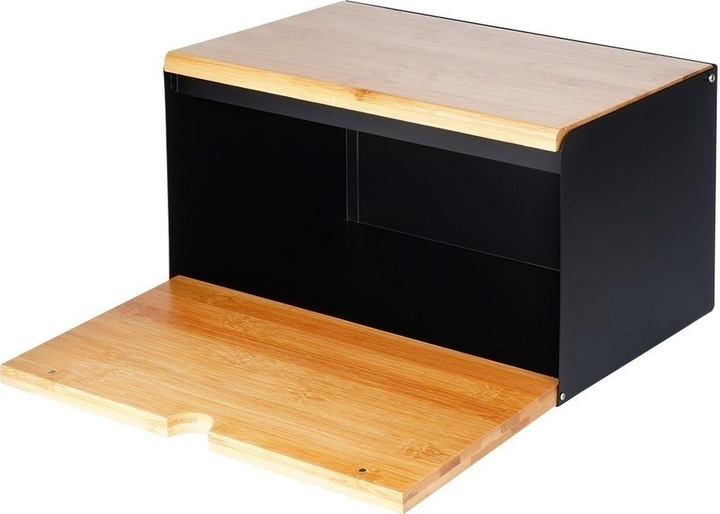 Chlebak Vilde drewniany metalowy z podwójną pokrywą Czarny (5904316472870) - obraz 2